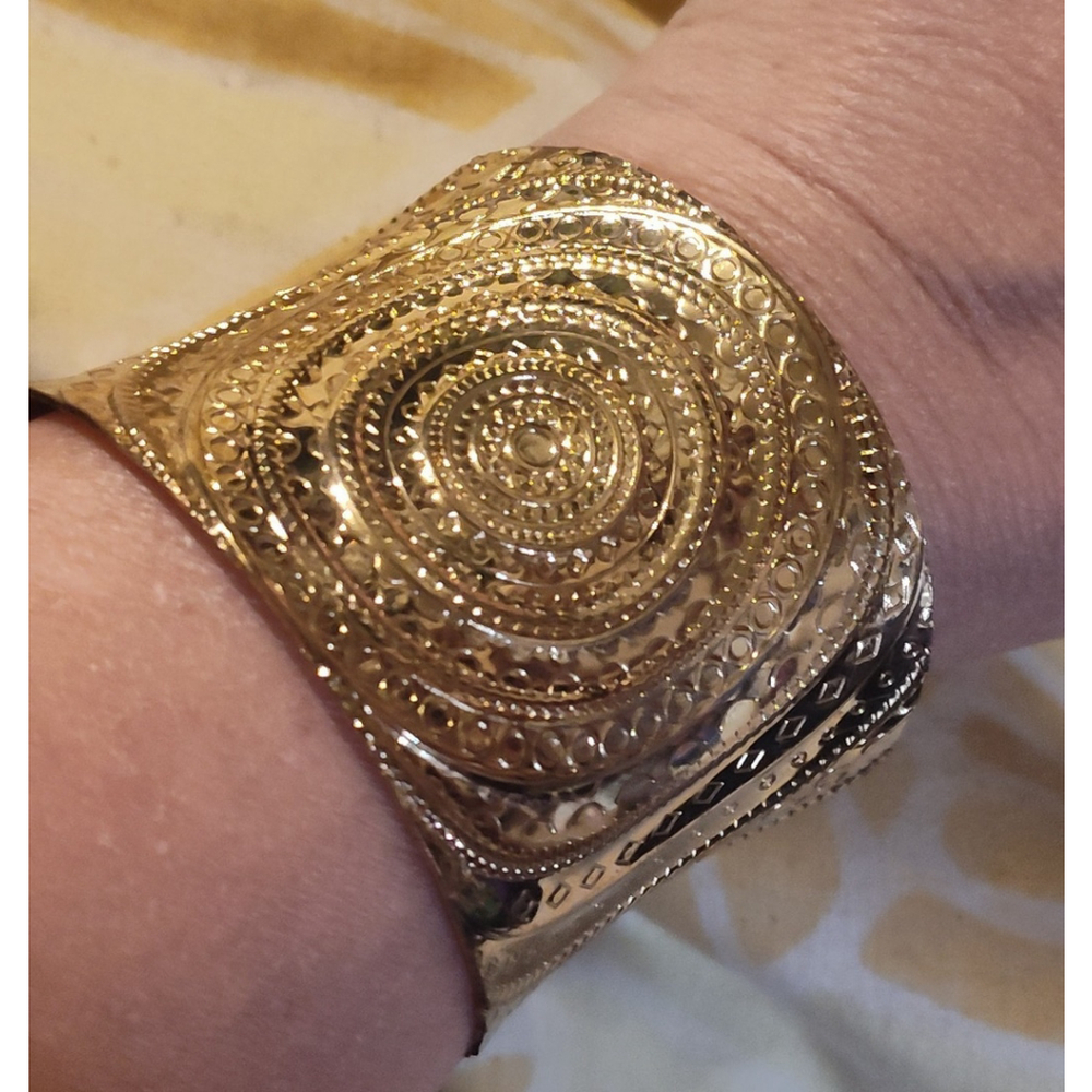 Gold Tone Cuff Bracelet Adjustable